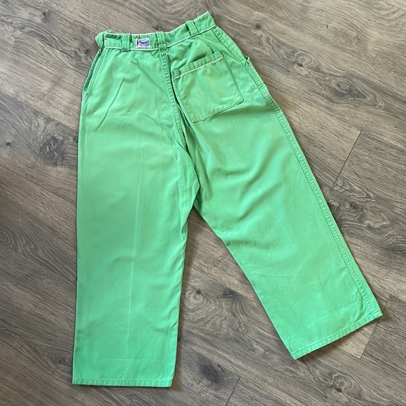 Vintage 1940s Topsail Light Grass Green Sanforized Clam Digger Capris Side Zip - Picture 8 of 16
